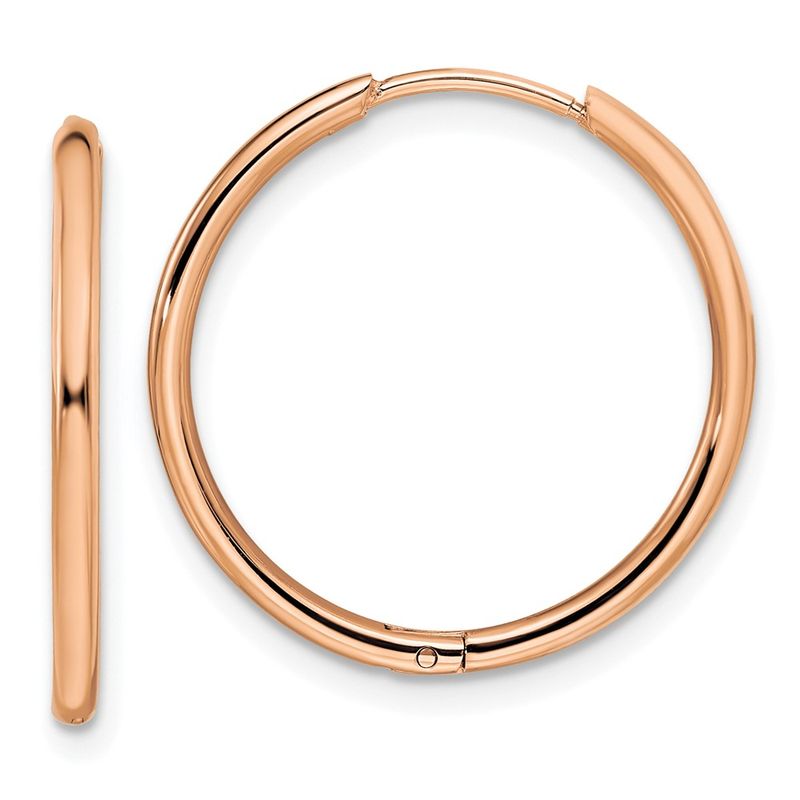 Kazi Luxury Steel Polished Rose Ip-Plated 16mm Hinged Hoop Earrings 49$
